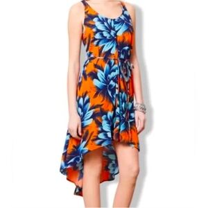 Anthropologie Maeve Sunset Hibiscus Hi Low Dress 8